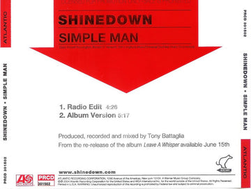 Shinedown : Simple Man (CD, Single, Promo)