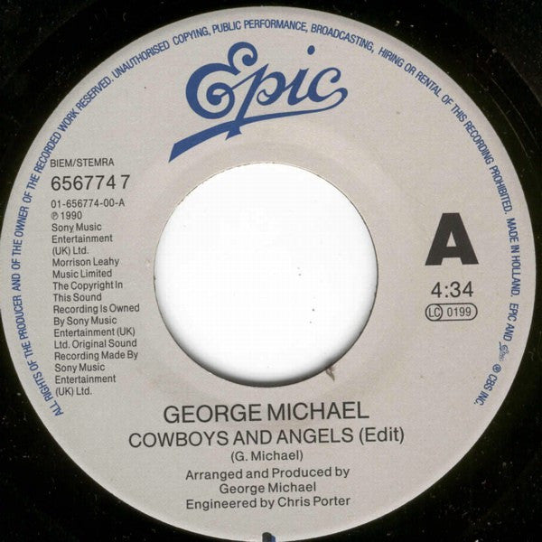George Michael : Cowboys And Angels (7", Single)
