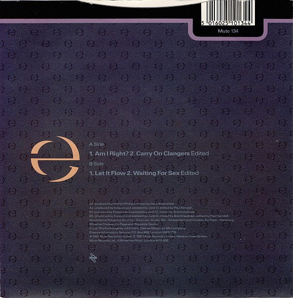 Erasure : Am I Right? (7", EP, Single)