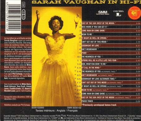 Sarah Vaughan : Sarah Vaughan In Hi-Fi (CD, Album, RE, RM, Dig)
