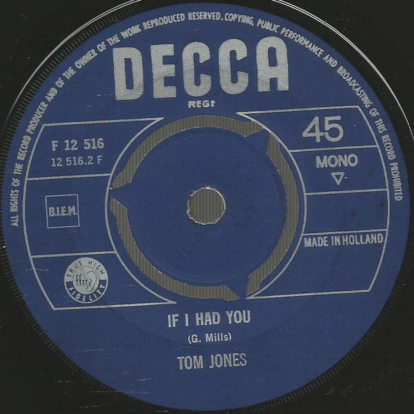 Tom Jones : Green, Green Grass Of Home / If I Had You (7", Single, Mono)