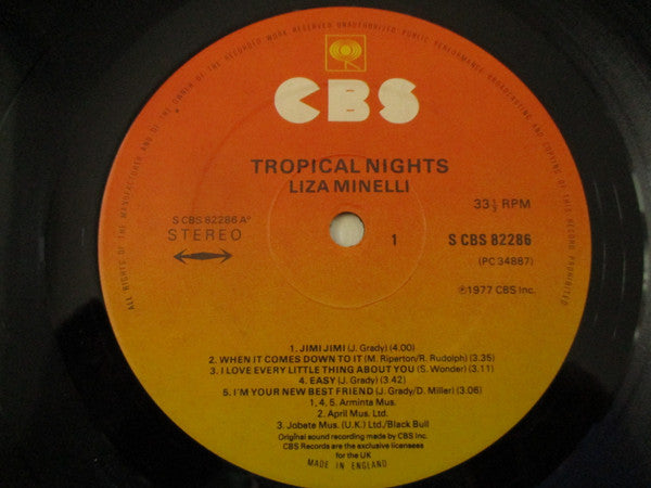 Liza Minnelli : Tropical Nights (LP, Album)
