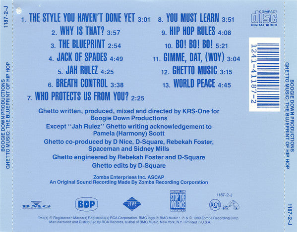 Boogie Down Productions : Ghetto Music:  The Blueprint Of Hip Hop (CD, Album, RE)