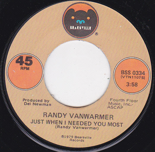 Randy Vanwarmer : Just When I Needed You Most / Your Light (7", Single, Win)