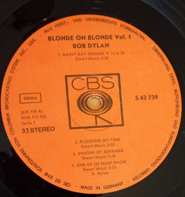 Bob Dylan : Blonde On Blonde Vol. 1 (LP)