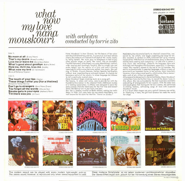 Nana Mouskouri With Orchestra Conducted By Torrie Zito : What Now My Love (LP, RE)