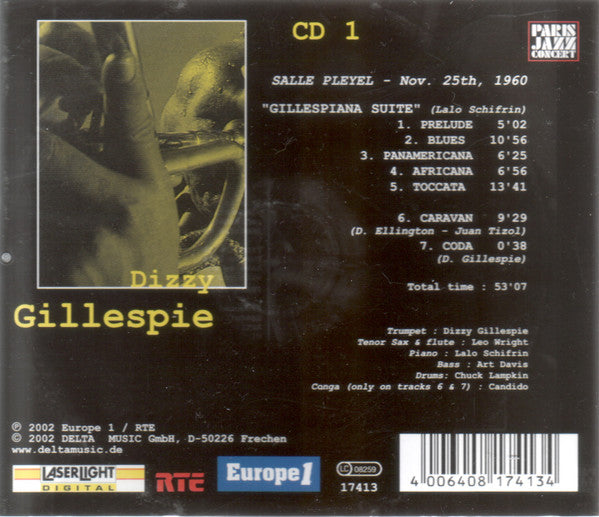 Dizzy Gillespie featuring Lalo Schifrin featuring James Moody : Salle Pleyel —  Nov. 25th, 1960 / Olympia — Nov. 24th, 1965 (2xCD, Comp)