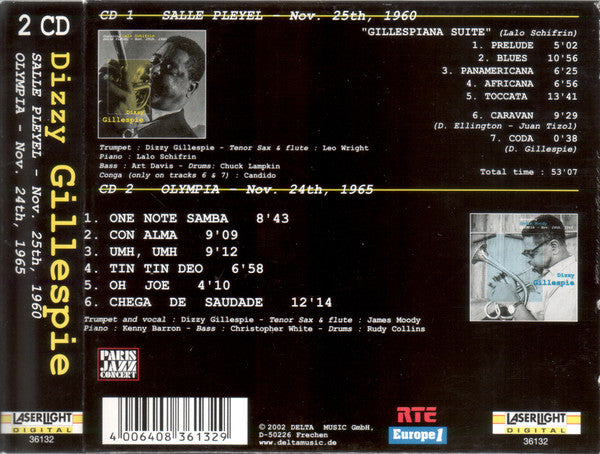 Dizzy Gillespie featuring Lalo Schifrin featuring James Moody : Salle Pleyel —  Nov. 25th, 1960 / Olympia — Nov. 24th, 1965 (2xCD, Comp)