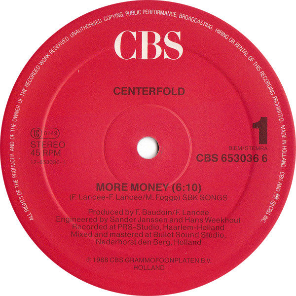 Centerfold : Money (12", Maxi)