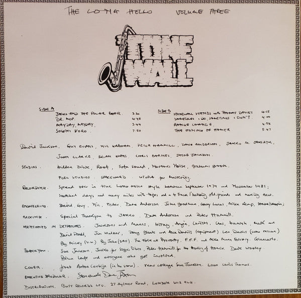 David Jackson : The Long Hello Volume Three (LP, Album)