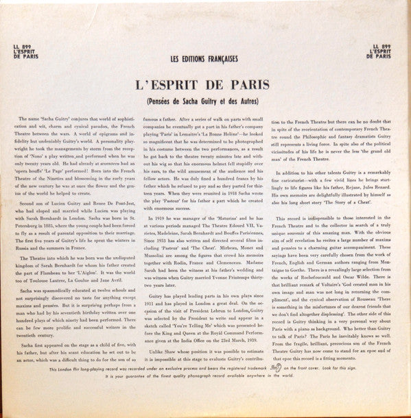 Sacha Guitry : L'Esprit De Paris (LP, Album)