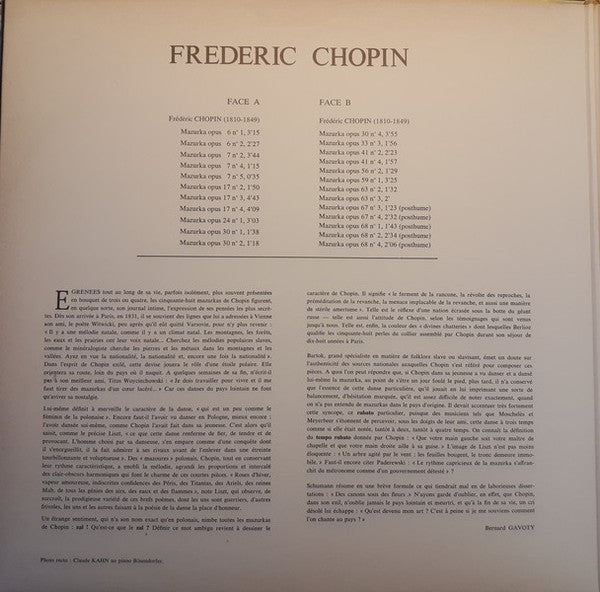Chopin*, Claude Kahn : 24 Mazurkas (LP,  )