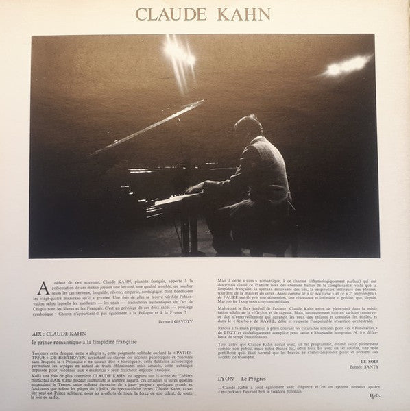 Chopin*, Claude Kahn : 24 Mazurkas (LP,  )