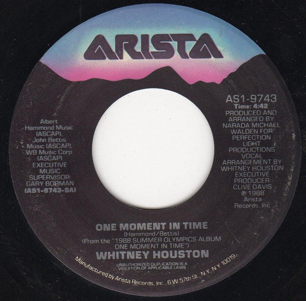 Whitney Houston : One Moment In Time (7", Single, Spe)