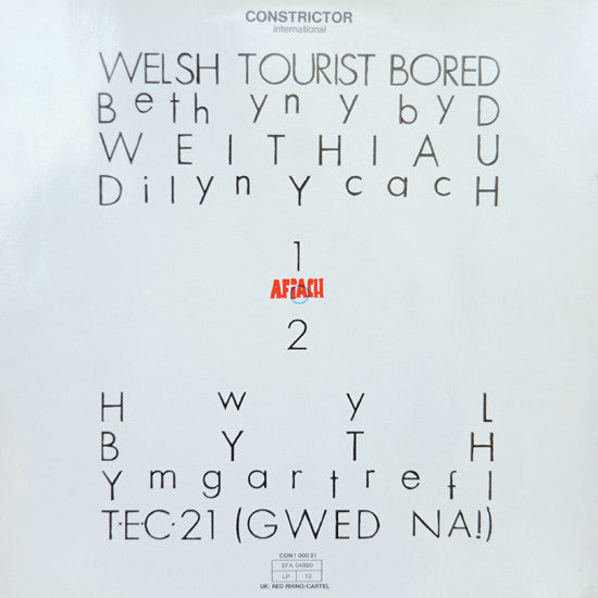 Traddodiad Ofnus : Welsh Tourist Bored (LP, Album)