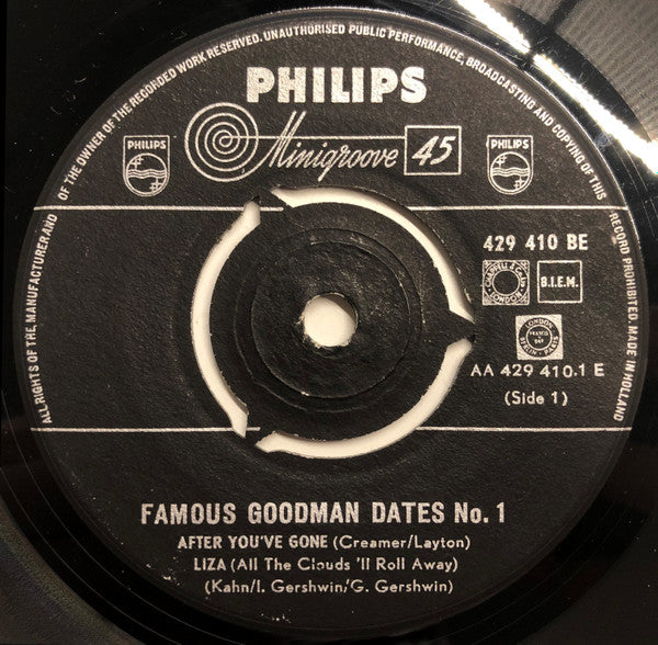 Benny Goodman Combos : Famous Goodman Dates No.1 (7", EP)
