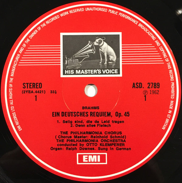 Johannes Brahms - Christa Ludwig, Elisabeth Schwarzkopf, Dietrich Fischer-Dieskau, Philharmonia Chorus, Wilhelm Pitz, Philharmonia Orchestra, Otto Klemperer : Ein Deutsches Requiem / Alto Rhapsody / Tragic Overture (2xLP, Comp, RE, RP + Box)