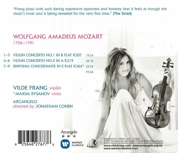 Wolfgang Amadeus Mozart – Vilde Frang, Maxim Rysanov, Arcangelo, Jonathan Cohen (7) : Violin Concertos 1 & 5 • Sinfonia Concertante (CD, Album, RE)