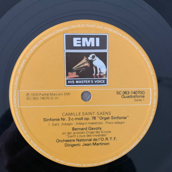 Camille Saint-Saëns - Orchestre National de France, Jean Martinon, Bernard Gavoty : Sinfonie No.3 "Orgel~Sinfonie" (LP, Quad, RE)