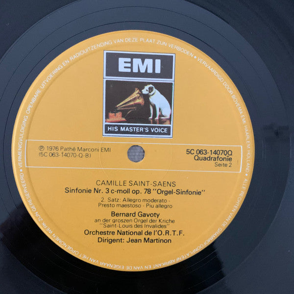 Camille Saint-Saëns - Orchestre National de France, Jean Martinon, Bernard Gavoty : Sinfonie No.3 "Orgel~Sinfonie" (LP, Quad, RE)