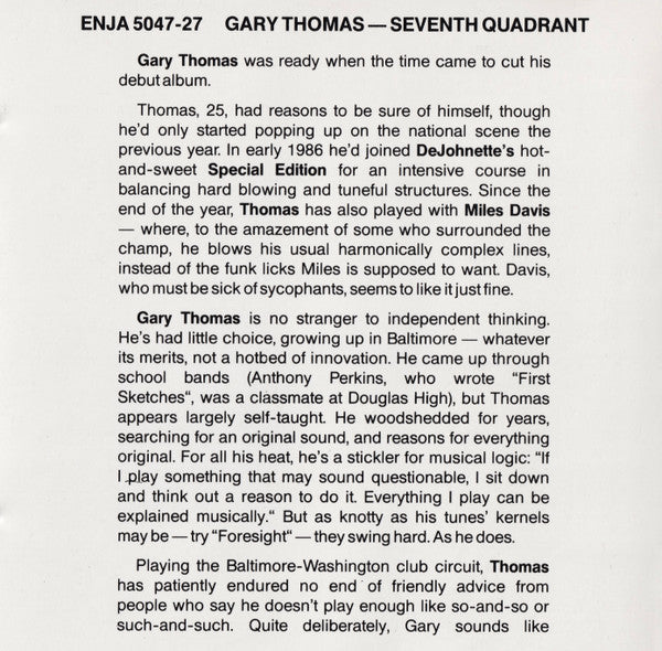 Gary Thomas : Seventh Quadrant (CD, Album)