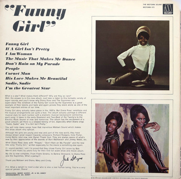 The Supremes : Sing And Perform "Funny Girl" (LP, Album, Uni)