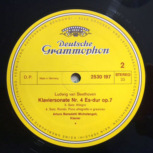 Ludwig van Beethoven - Arturo Benedetti Michelangeli : Sonate Nr. 4 Es-Dur Op. 7 (in E Flat Major) (LP, Album, ast)