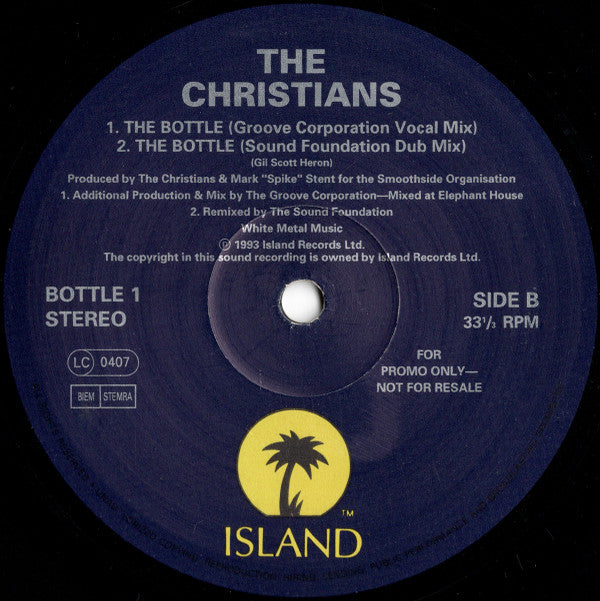 The Christians : The Bottle (12", Promo)