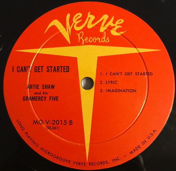 Artie Shaw And His Gramercy Five : I Can't Get Started... (LP, Album, Mono)