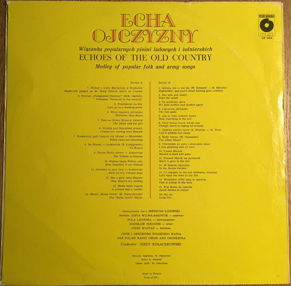 Chór Polskiego Radia I Orkiestra Polskiego Radia : Echa Ojczyzny (LP)