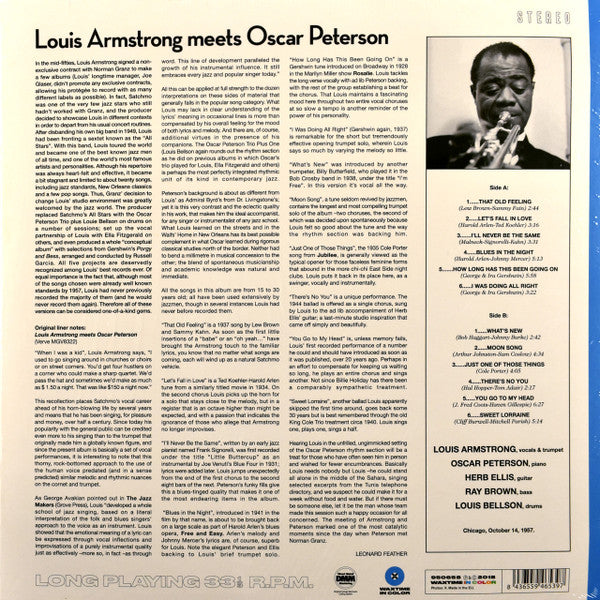 Louis Armstrong Meets Oscar Peterson : Louis Armstrong Meets Oscar Peterson (LP, Album, Ltd, RE, Blu)