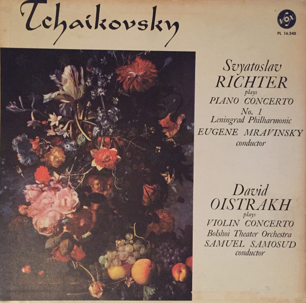 Pyotr Ilyich Tchaikovsky, Sviatoslav Richter, Leningrad Philharmonic Orchestra, Evgeny Mravinsky, David Oistrach, Bolshoi Theatre Orchestra, Samuel Samosud : Piano Concerto No. 1, Violin Concerto (LP, Comp, Mono)