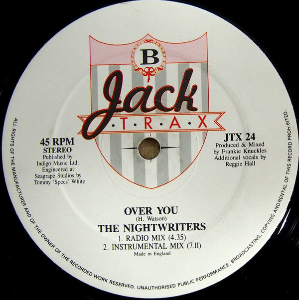 The Night Writers : Over You (12", Ltd)