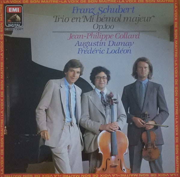 Franz Schubert - Jean-Philippe Collard, Augustin Dumay, Frédéric Lodéon : Piano Trio No. 2 D.929 (op. 100) (LP, Gat)