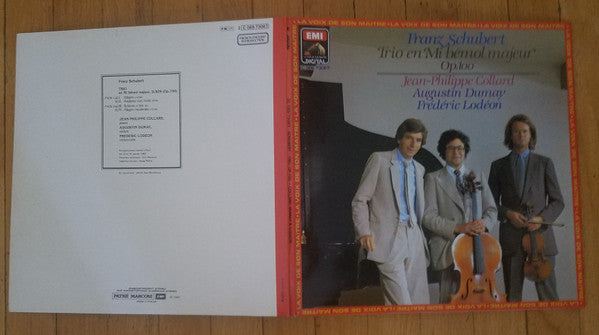 Franz Schubert - Jean-Philippe Collard, Augustin Dumay, Frédéric Lodéon : Piano Trio No. 2 D.929 (op. 100) (LP, Gat)