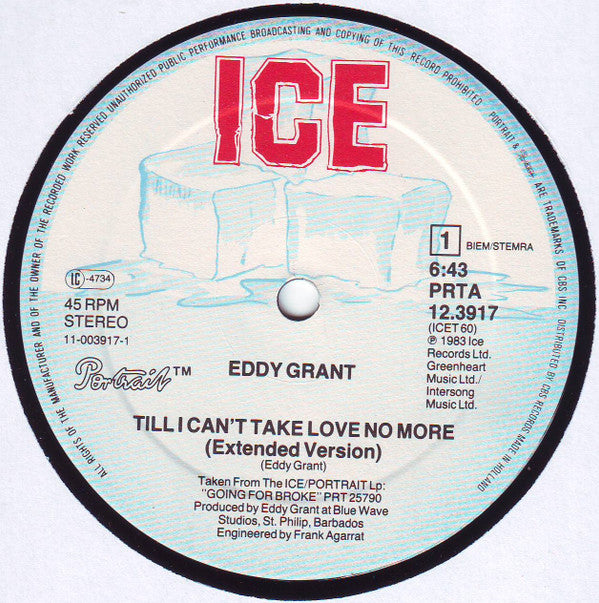 Eddy Grant : Till I Can't Take Love No More (Extended Version) (12", Maxi)