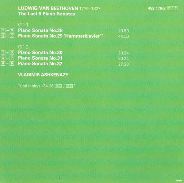 Ludwig van Beethoven, Vladimir Ashkenazy : The Last 5 Piano Sonatas Nos. 28-32 (2xCD, Comp)