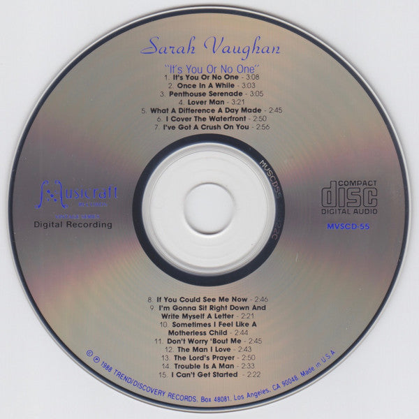 Sarah Vaughan : It's You Or No One (CD, Comp, Mono, RE)