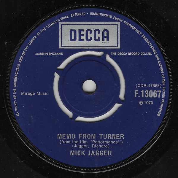 Mick Jagger : Memo From Turner / Natural Magic (7", Single)