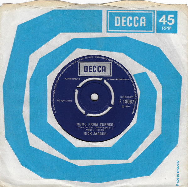 Mick Jagger : Memo From Turner / Natural Magic (7", Single)