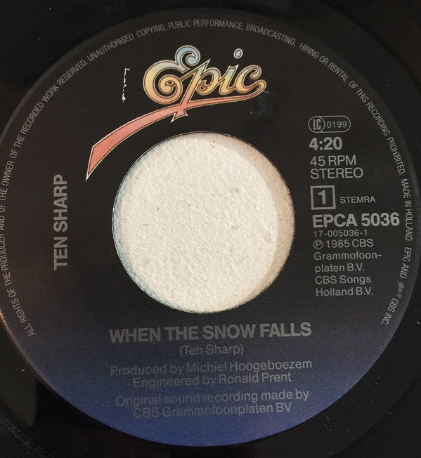 Ten Sharp : When The Snow Falls (7", Single)