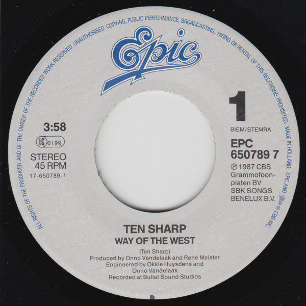 Ten Sharp : Way Of The West (7")