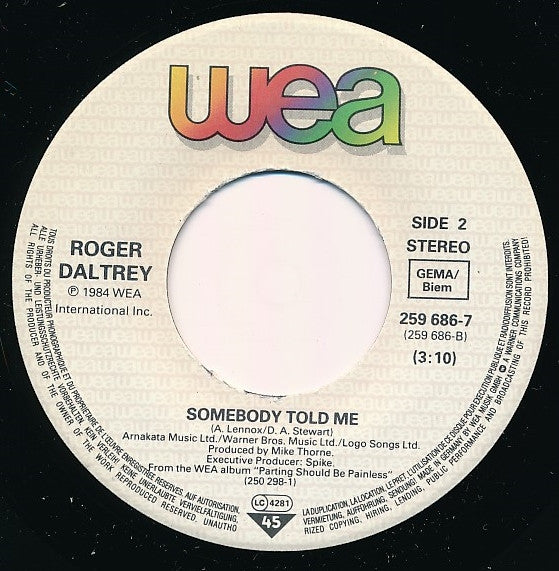 Roger Daltrey : Walking In My Sleep (7", Single)