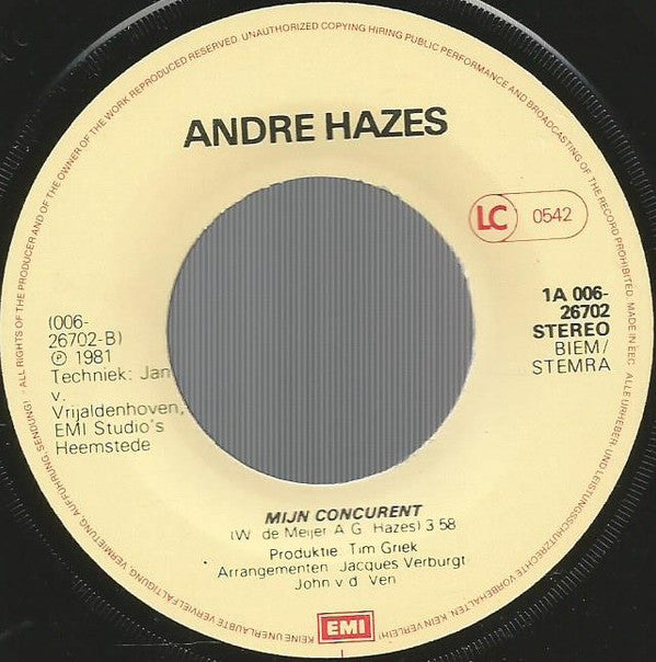 André Hazes : 'n Beetje Verliefd (7", Single)