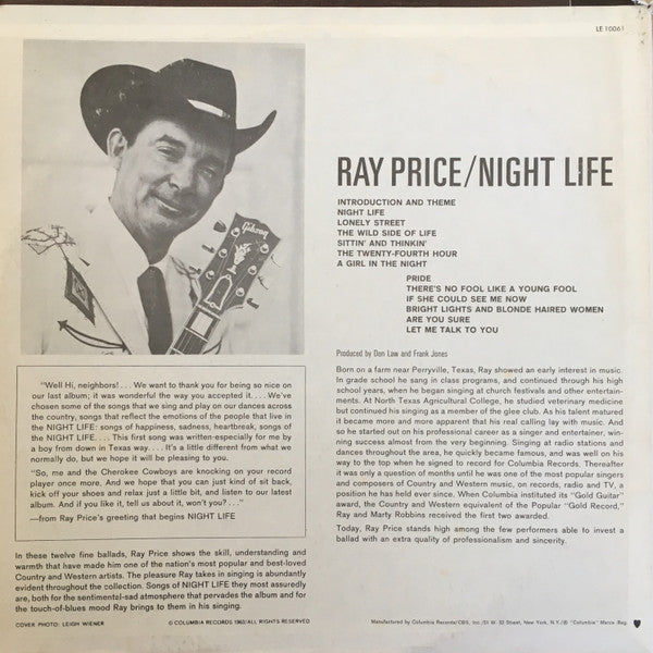Ray Price : Night Life (LP, Album, RE)