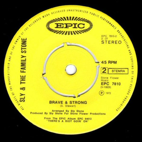 Sly & The Family Stone : Runnin' Away (7", Single, 4-p)