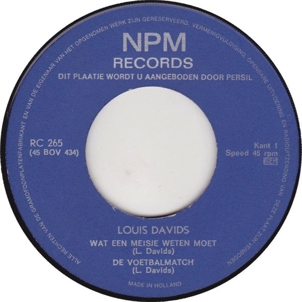 Louis Davids : Wat Een Meisje Weten Moet... (7", EP, Big)