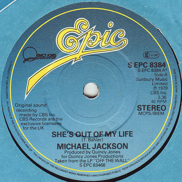 Michael Jackson : She's Out Of My Life (7", Single)