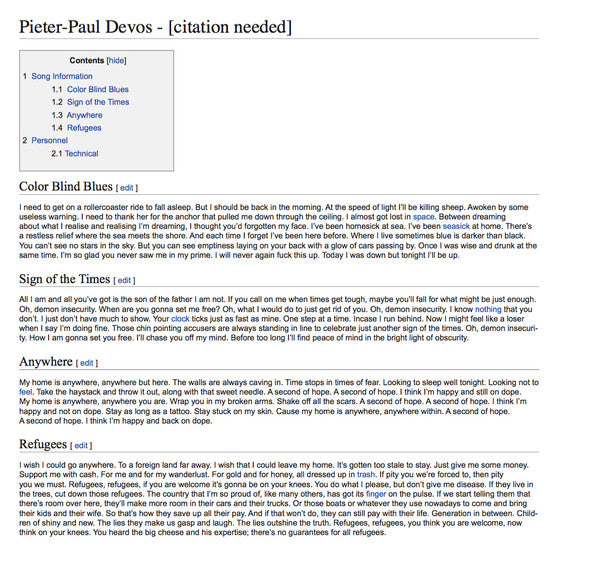 Pieter-Paul Devos : [citation needed] (10", EP, RSD)