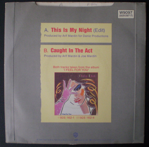 Chaka Khan : This Is My Night (7", Single, Cop)